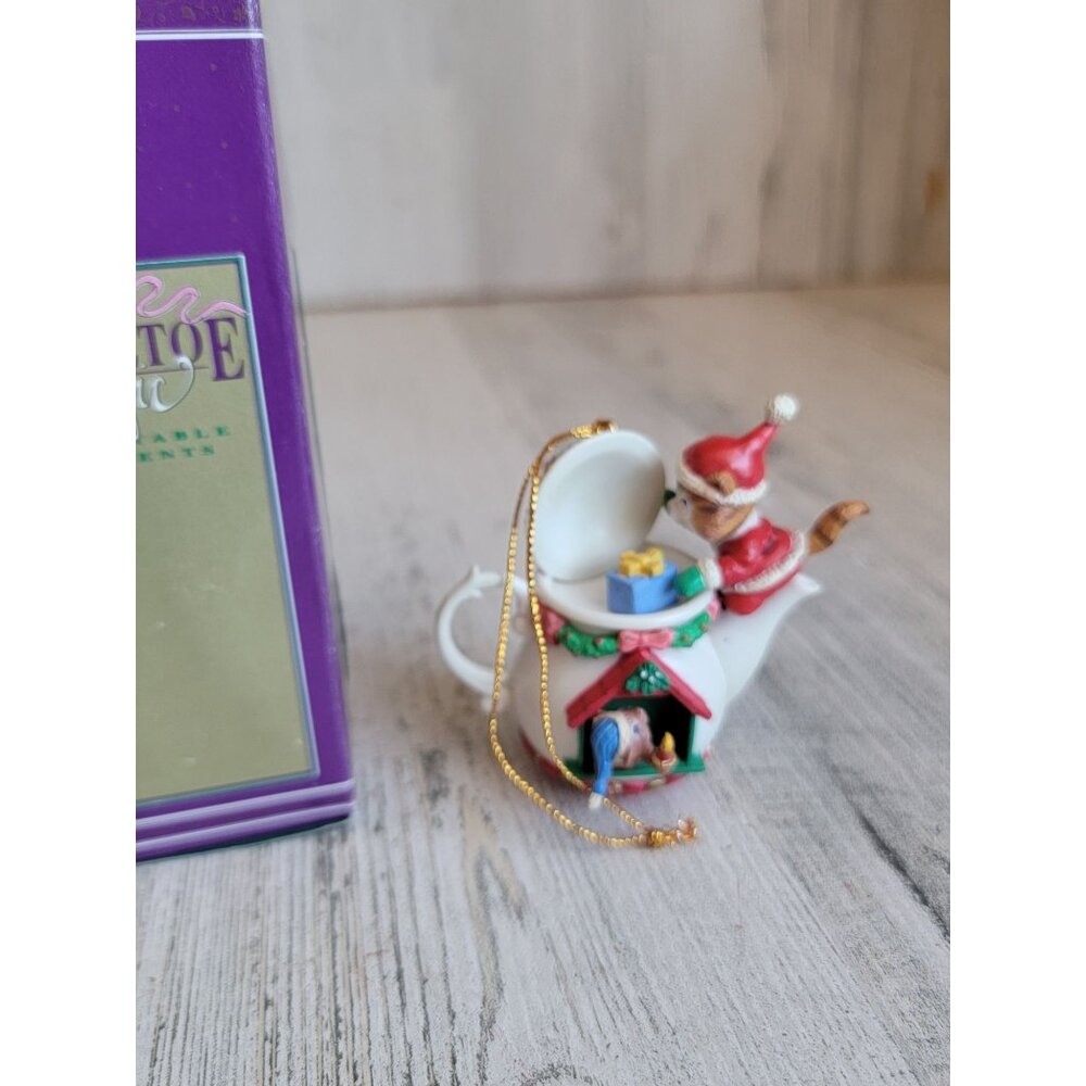Lustre fame cat mouse‎ teapot vintage ornament Xmas mini house